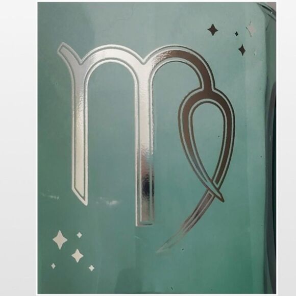 New Coffee Glass Virgo Zodiac Green Transparent Silver Star Constellation NWT - Picture 3 of 13
